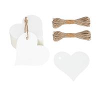 G2PLUS 100PCS Heart Blank Gift Tags, White Heart Paper Tags, Kraft Paper Lables with String for Wedding,Party Favors, Valentine's Day