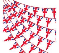 G2PLUS 10M Fabric Union Jack Bunting Banner Cotton 24PCS Double Sided British Bunting Garland 17CM * 25CM UK British Flag Banner for Party Decor Bar National Royal Decoration