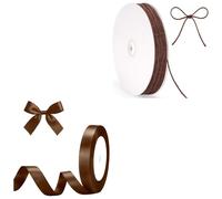 G2PLUS 10mm Dark Brown Satin Ribbons 22M and 2MM Dark Brown Natural Jute String Twine 100M