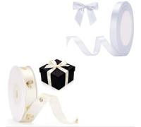 G2PLUS 10mm Gift Wrap White Satin Ribbons and 20 Yards 13mm Ivory Ribbon with Gold Foil Heart