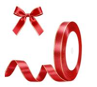 G2PLUS 10mm Red Ribbon with Gold Edge: 22m Satin Ribbon for Gift Wrapping, Wedding, Bows Bouquet, Floral Arrangement and Craft