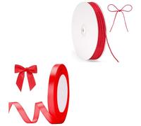 G2PLUS 10mm Red Stain Ribbons 22M and 2MM Red Natural Jute String Twine 100M