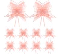 G2PLUS 10PCS 6 inch Baby Pink Large Pull Bows: Ribbon Bows for Gift Wrapping, Pull Bow for Wedding, Valentine's Day, Birthday, Basket, Gift Boxes