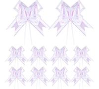 G2PLUS 10PCS 6 inch Iridescent White Large Pull Bows: Ribbon Bows for Gift Wrapping, Pull Bow for Wedding, Unicorn Party, Birthday, Basket, Gift Boxes, Christmas Decorations