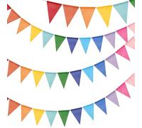 G2PLUS 12M Rainbow Burlap Bunting, 36PCS Reusable Outdoor Waterproof Bunting, Colorful Theme Bunting Banner, Hessian Triangle Bunting for Birthday Party/Nursery/Garden Decoration