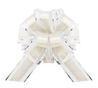 G2PLUS 12PCS Large Pull Bows Silver, 6 Inch Christmas Pull Bows for Gift Wrapping, Wedding Cars, Birthday Decoration, Hampers, Christmas Wreaths, Bouquets