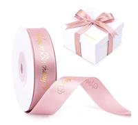 G2PLUS 15mm Happy Birthday Ribbon with Gold Foil Hearts: 25 Yards Rosegold Gift Wrapping Ribbon for Birthday Packaging, Party Decoration