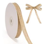 G2PLUS 1cm Brown Natural Hessian Ribbon: 20Yards Jute Burlap Ribbon for Crafting, Gift Wrapping and Christmas Wreaths Project