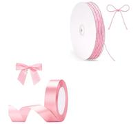 G2PLUS 20mm Pink Satin Ribbons 22M and 2MM Pink Natural Jute String Twine 100M