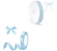 G2PLUS 22m Baby Blue Satin Ribbons 10mm and 2MM Gradient Colour Jute Twine 100M
