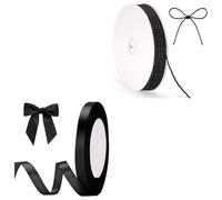 G2PLUS 22M Black Stain Ribbons 10mm and 2MM Black Natural Jute String Twine 100M