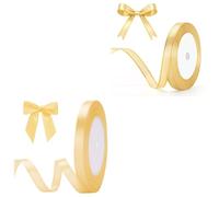 G2PLUS 22M Champagne Gold Satin Ribbons 10mm and 10mm Gold Ribbon with Gold Edge 22m