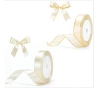 G2PLUS 22M Ivory Satin Gift Wrap Ribbons 20mm and 22M 20mm Beige Ribbon with Gold Edge