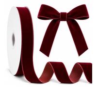 G2PLUS 25mm Burgundy Christmas Velvet Ribbon for Gift Wrapping: 25 Yards | for Sewing, Gift Wrapping, Christmas Baubles Decorations, Bows Wreath Making, Bows Not Included