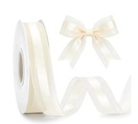 G2PLUS 25mm Ivory Organza Ribbon: 50 Yards Sheer Tulle Wrapping Ribbon | for Crafting, Gift Wrapping, Wedding Invitations, Bouquet, Christmas Tree Bows