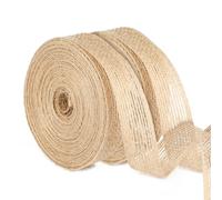 G2PLUS 2CM Natural Hessian Ribbon, 20M Jute Burlap Craft Ribbon for Crafting, Brown Rustic Jute Band for Prsents Wrapping, Christmas Wreaths Project