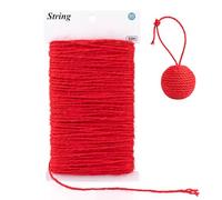 G2PLUS 2mm Jute String Twine, 50m Red Gift Wrapping String | 3Ply for DIY Art Crafting, Gift Wrapping, Wedding Decor, Floral Arrangement, Home Decoration,