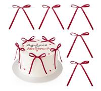 G2PLUS 30PCS Self Adhesive Gift Wrapping Bows, Burgundy Twist Tie Bows, 13x18CM Ribbon Bows for Cake Decorating, Satin Ribbon Bows with Wire for Treat Bags, Gift Wrapping