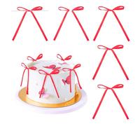G2PLUS 30PCS Self Adhesive Gift Wrapping Bows, Red Twist Tie Bows, 13x18CM Ribbon Bows for Cake Decorating, Satin Ribbon Bows with Wire for Treat Bags, Gift Wrapping