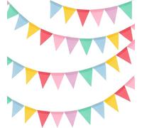 G2PLUS 36PCS Waterproof Burlap Bunting, 12M Pastel Outdoor Bunting Banner, Indoor & Outdoor Decor Garlands, Rainbow Colorful Bunting Flags for Garden Wedding Party Home Festival Decoration