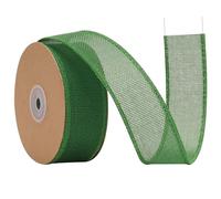G2PLUS 4cm Wired Burlap Ribbon, Green Wired Ribbon for Crafting,10m Hessian Wired Ribbon for Bows Making, Wired Ribbon for Gift Wrapping, Wired Ribbon for Wreaths, Christmas Decoration