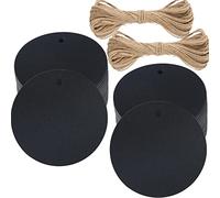 G2PLUS 5.5 CM Black Round Gift Tags: 100PCS Kraft Paper Labels, Blank Hang Tags with Jute String for DIY Crafts, Small Business, Wedding, Thank You, Packaging