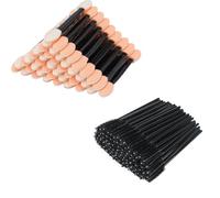 G2PLUS 50 PCS Black Disposable Eyelash Brushes Spoolies and 50PCS Sponge Eyeshadow Applicators