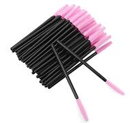 G2PLUS 50 PCS Disposable Silicone Eyelash Brushes, Black and Pink Silicone Mascara Wands, Silicone Eyelash Spoolies for Eye Lash Extensions, 1x50