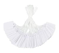 G2PLUS 500PCS Mini Strung Price Tags - White String Pricemarker Labels, 22x 35mm Tie on Paper Tags, Jewelry Marking Tags - Blank Gift Marking Labels with String for Jewelry Clothing Display