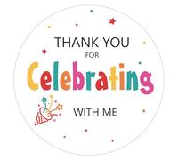 G2PLUS 5cm Thank You Stickers, 60PCS Waterproof Celebration Stickers, Confetti Thank You Favors for Birthday & Baby Shower Party Bags