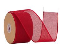 G2PLUS 6.4cm Burlap Wired Ribbon - 10m Red Hessian for Crafting, Bows, Gift Wrapping, Wreaths, Christmas Decoration