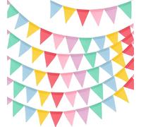G2PLUS 60PCS Waterproof Burlap Bunting Banner, 20M Pastel Outdoor Indoor Decor Garlands, Rainbow Colorful Flags for Garden Wedding Party Home Festival Decoration