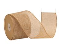 G2PLUS 8cm Brown Wired Burlap Ribbon: Hessian Ribbon for Bows Wreaths Making, Crafting, Gift Wrapping, Christmas Decoration