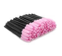 G2PLUS Black and Pink Silicone Eyelash Brushes, 100 PCS Disposable Silicone Mascara Wands, Eyelash Spoolies for Eye Lash Extensions