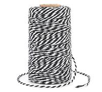 G2PLUS Black and White Bakers Twine: 2mm Cotton String for Gift Wrapping, DIY Crafts, Party Tags, Holiday Packaging and Decorations, 100M