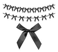 G2PLUS Black Bow Garland, 2PCS Pre-strung Satin Ribbon Bow Bunting Banner, 2.5m Hanging Garland for Birthday, Hen Party, Wedding