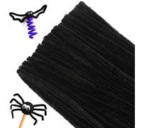 G2PLUS Black Pipe Cleaners for Craft, 30cm Long Crafting Pipe Cleaners for Halloween Craft, 6mm Chenille Stem for DIY, 100PCS Pipe Cleaners for Halloween Project Decoration