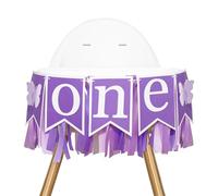 G2PLUS Butterfly ONE Highchair Banner: Purple 1st Birthday High Chair Banner, for Baby 1st Birthday Party, Photo Props