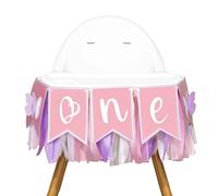 G2PLUS Butterfly ONE Highchair Banner: Purple and Pink 1st Birthday High Chair Banner, for Baby 1st Birthday Party, Photo Props