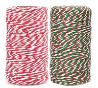 G2PLUS Christmas Coloured String Twine, 200M Green and Red, 2MM Gift Wrapping, Craft Cotton Thread Durable for Baking, Butchers, DIY Crafts and Handmade Arts