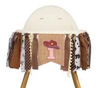 G2PLUS Cowboy ONE Highchair Banner: Brown 1st Birthday High Chair Banner, for Baby 1st Birthday Party, Photo Props