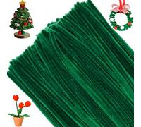 G2PLUS Dark Green Pipe Cleaners for Craft, 30cm Long Crafting Chenille Stem for DIY, 100PCS for Christmas Tree Project Decoration