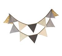 G2PLUS Double Sided Fabric Bunting Banner -12PCS Brown Fabric Bunting Nursery - 3.3M Cotton Triangle Pennants for Decorating Boys Bedroom Birthday Parties