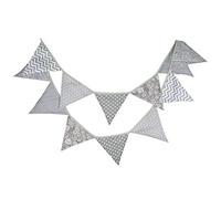 G2PLUS Double Sided Fabric Bunting Banner -12PCS Grey Fabric Bunting Nursery - 3.3M Cotton Triangle Pennants for Decorating Boys Bedroom Birthday Parties