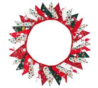 G2PLUS Fabric Christmas Bunting Banner, 10M Double Sided Christmas Bunting, 36PCS Reusable Christmas Banner Indoor, 17x19CM Vintage Cloth Shabby Chic Xmas Banner Decoration for Christmas