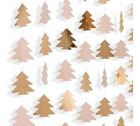 G2PLUS Glitter Christmas Tree Garland: 13.5M Mirror Reflective Hanging Paper Garland, 3PCS Xmas Tree Streamer Backdrop, Champagne Gold Christmas Party Decorations for Xmas, Family Celebration