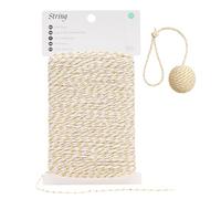 G2PLUS Gold White Christmas String: 2MM Cotton String Twine, 50M White Twine with Gold Glitter for Christmas Decoration, Gift Wrapping and Crafting