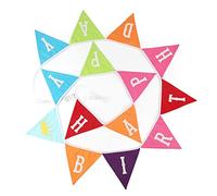 G2PLUS Happy Birthday Fabric Banner, 3.3M Double Sided Floral Triangle Bunting with 12PCS Floral Pennants for Brithday Party Bedroom Decorations-Multicoloured