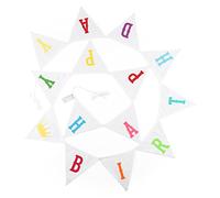 G2PLUS Happy Birthday Fabric Banner, 3.3M Double Sided Floral Triangle Bunting with 12PCS Floral Pennants for Brithday Party Bedroom Decorations-White