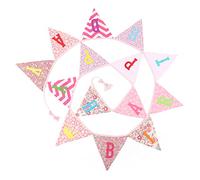 G2PLUS Happy Birthday Fabric Banner, 3.3M Double Sided Floral Triangle Bunting with 12PCS Floral Pennants for Brithday Party Bedroom Decorations